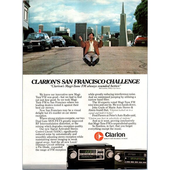 1980 Clarion Car Stereo Audio Vintage Print Ad San Francisco BMW 80s Wall Art - Picture 1 of 2